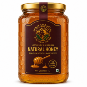 Natural honey jar front